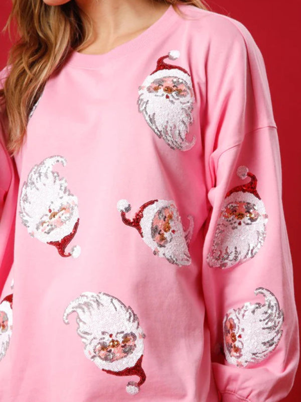 Christmas clothing women's Christmas sequined sweatshirt BLUE ZONE PLANET