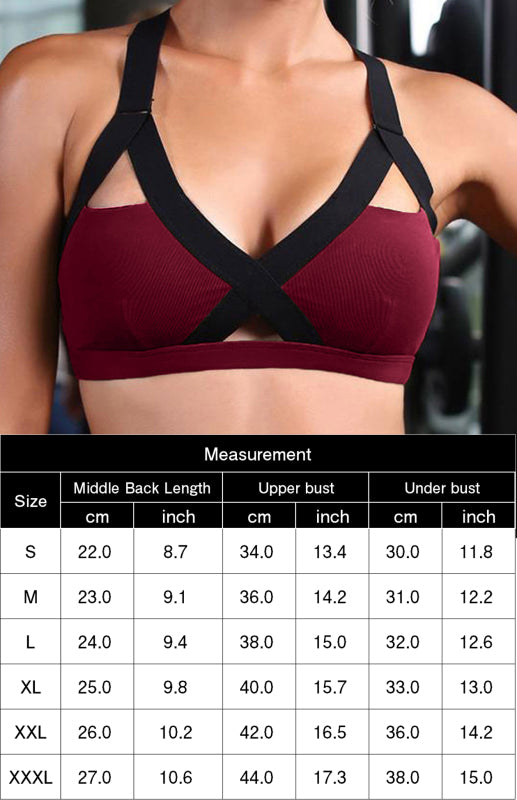 Color Contrast Cross Elastic Sports Bra BLUE ZONE PLANET