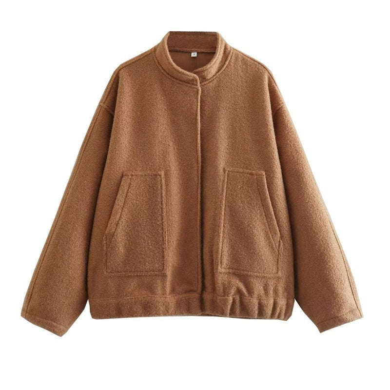 Loose jacket street Y2K stand collar concealed button jacket BLUE ZONE PLANET
