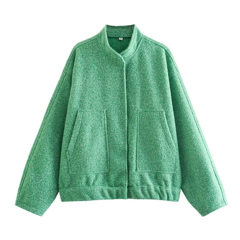 Loose jacket street Y2K stand collar concealed button jacket BLUE ZONE PLANET