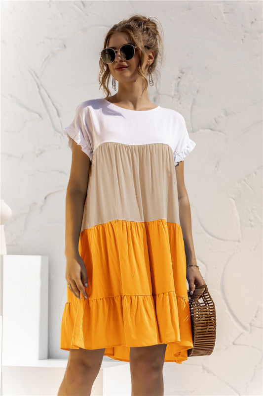 Blue Zone Planet | Color Block Loose Short Sleeve Baby Shirt Dress BLUE ZONE PLANET