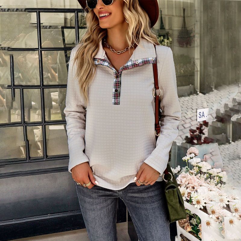 Blue Zone Planet | Plaid Panel Zip Long Sleeve Top BLUE ZONE PLANET