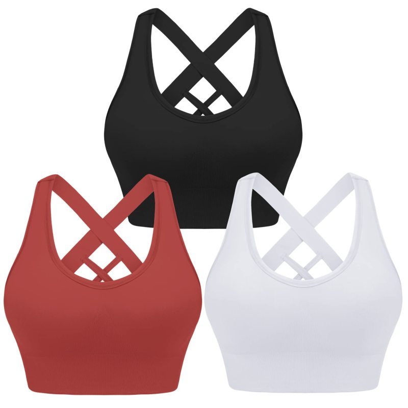 Women's cross strap seamless back sports bra kakaclo
