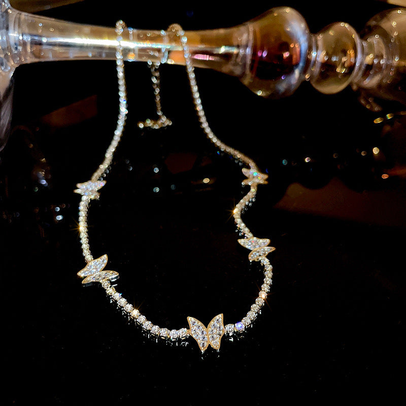 Blue Zone Planet | Butterfly Shape Shiny Necklace Collarbone Chain BLUE ZONE PLANET