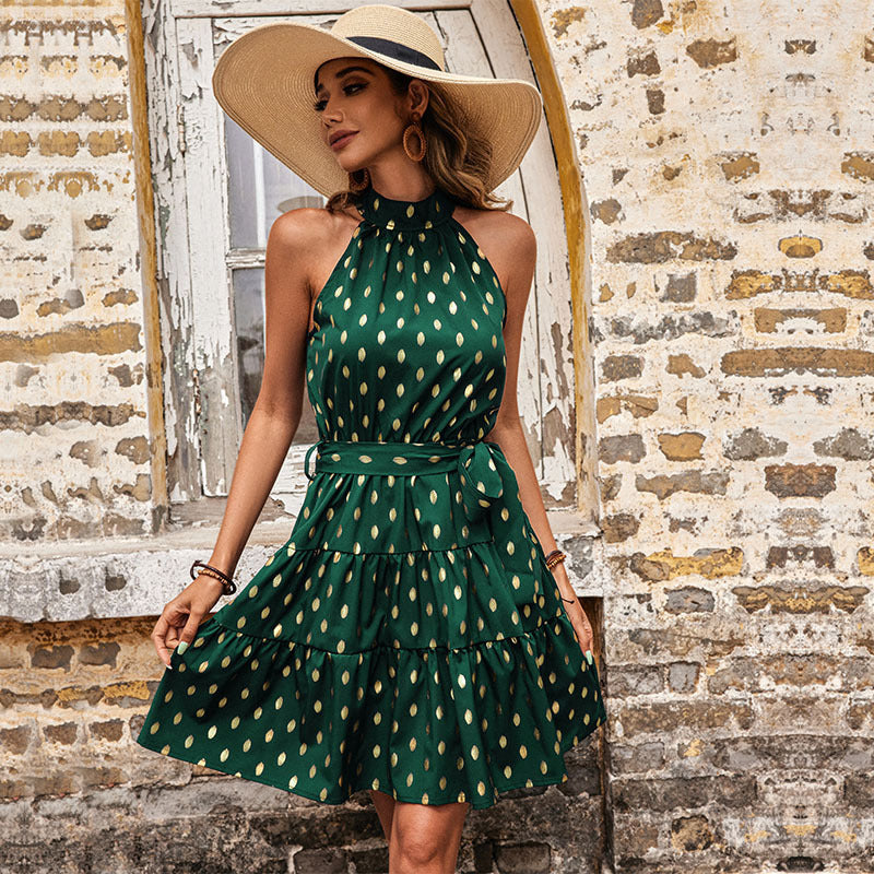 Blue Zone Planet | Summer halterneck dress slim temperament blue sleeveless dress BLUE ZONE PLANET