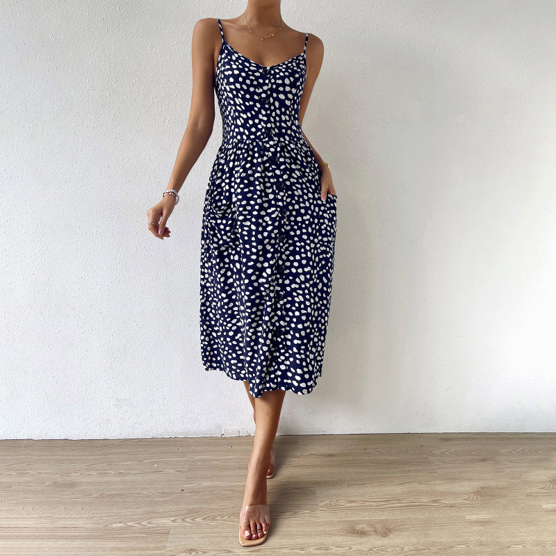 Spring summer polka dot print bohemian print dress skirt for women kakaclo