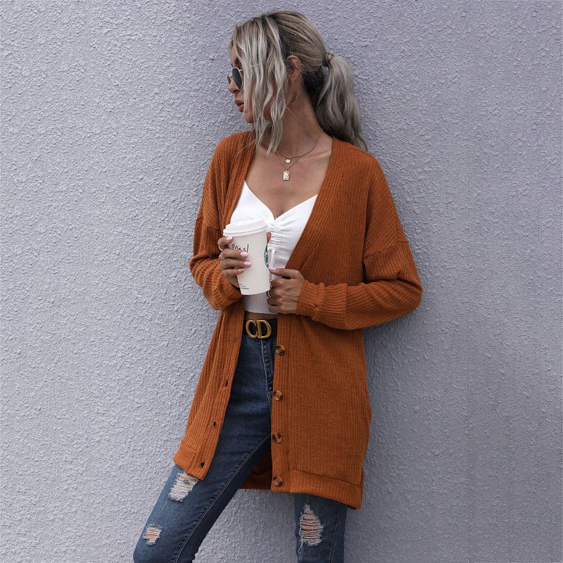 Blue Zone Planet | long sleeve outerwear knitted v-neck cardigan sweater coat BLUE ZONE PLANET