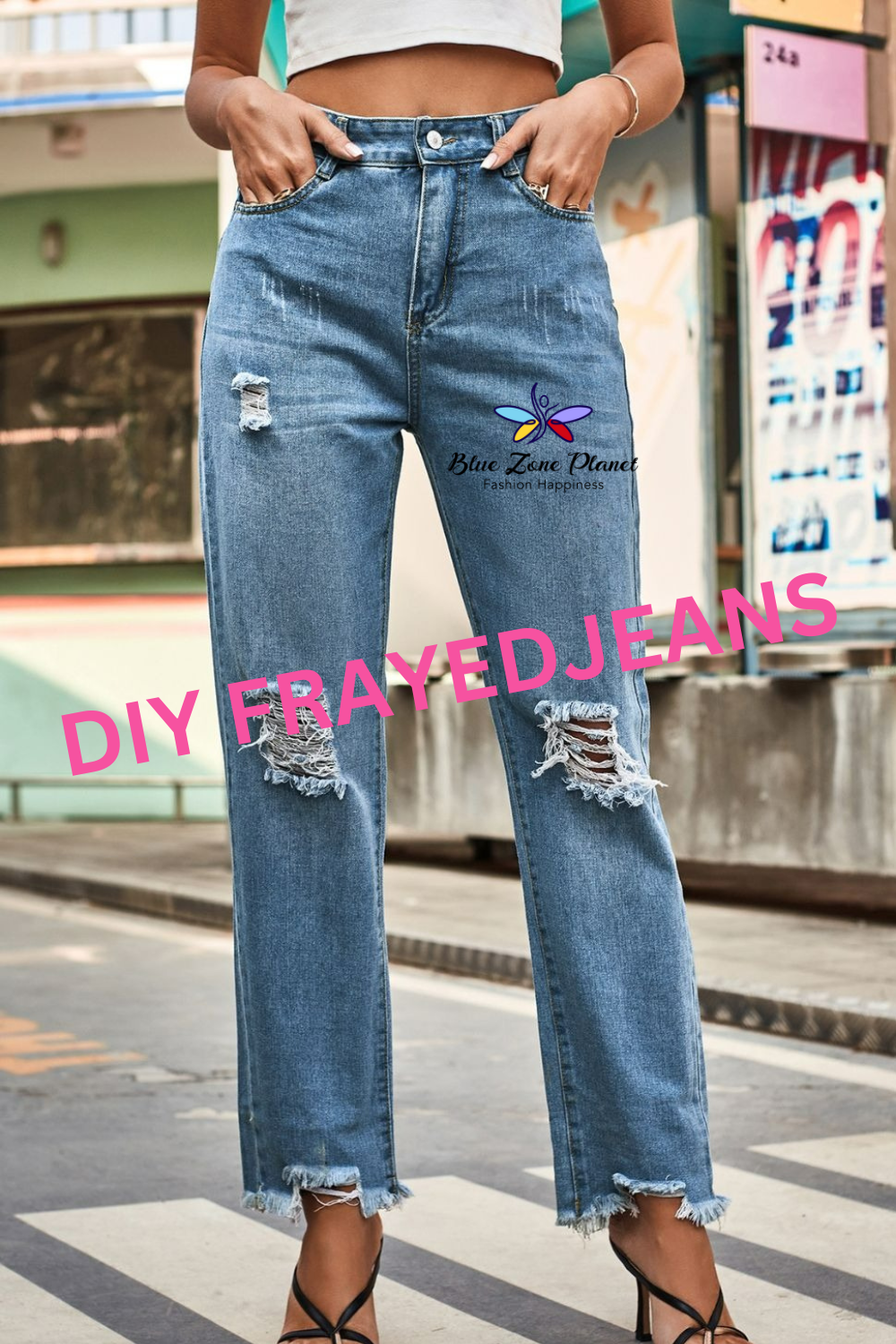 Example of Distressed Jeans you can purchase from Bluezoneplanet.com