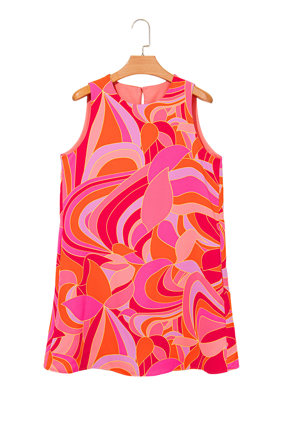 Rose Abstract Floral Print Sleeveless Shift Mini Dress-TOPS / DRESSES-[Adult]-[Female]-2022 Online Blue Zone Planet