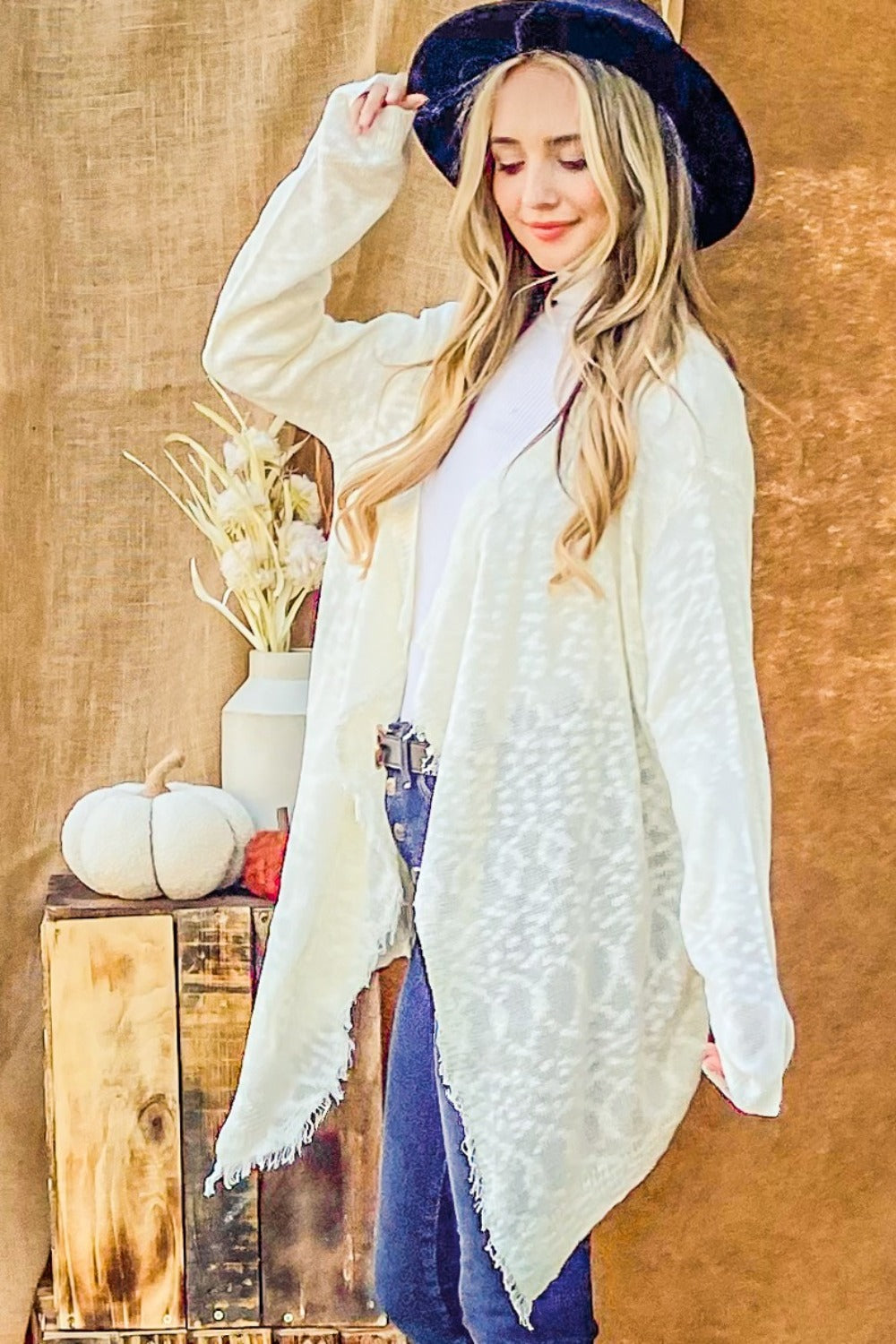 And The Why Textured Knit Fringe Hem Cardigan-TOPS / DRESSES-[Adult]-[Female]-2022 Online Blue Zone Planet