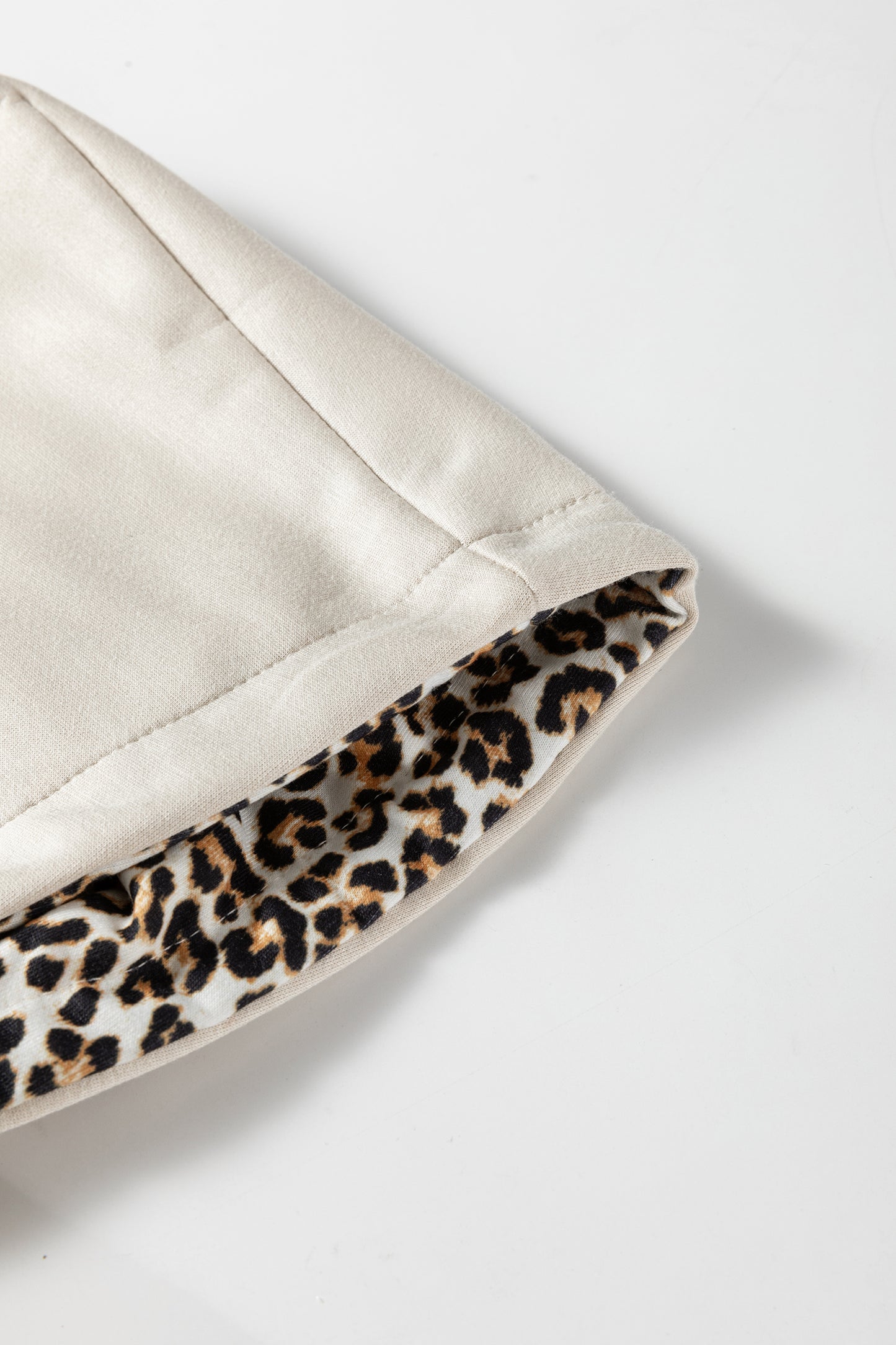 Black Leopard Contrast Drawstring Hood Drop Shoulder Loose Top