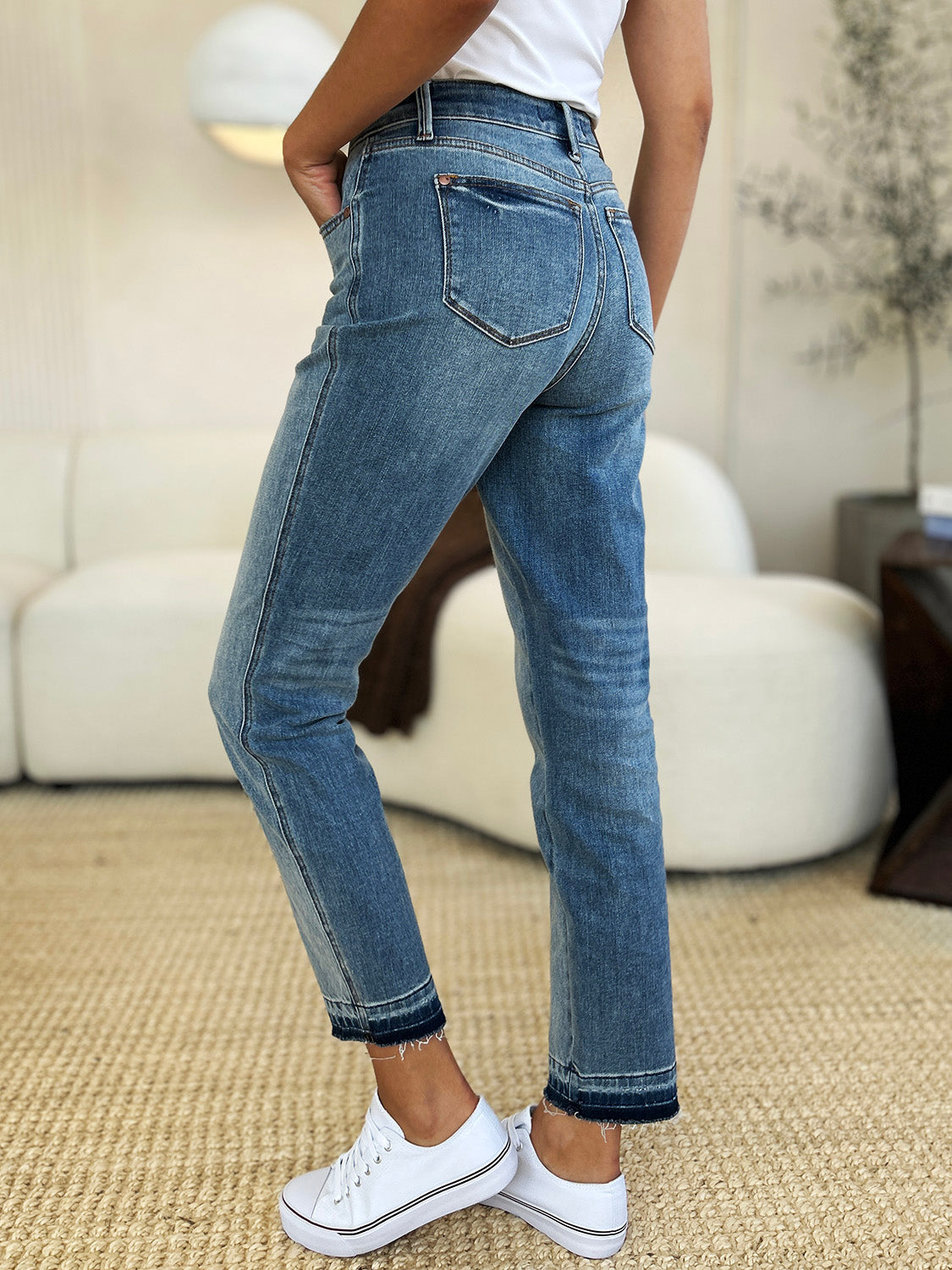 Blue Zone Planet | Judy Blue Full Size Mid Rise Rigid Magic Release Hem Jeans-TOPS / DRESSES-[Adult]-[Female]-2022 Online Blue Zone Planet