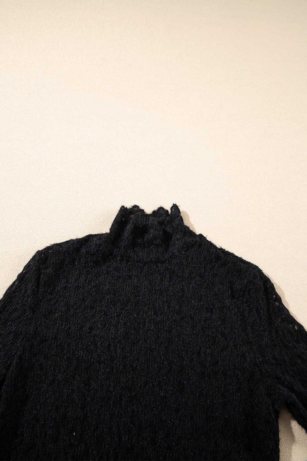 Black Flower Lace See Through Mock Neck Long Sleeve Top-Tops/Long Sleeve Tops-[Adult]-[Female]-2022 Online Blue Zone Planet