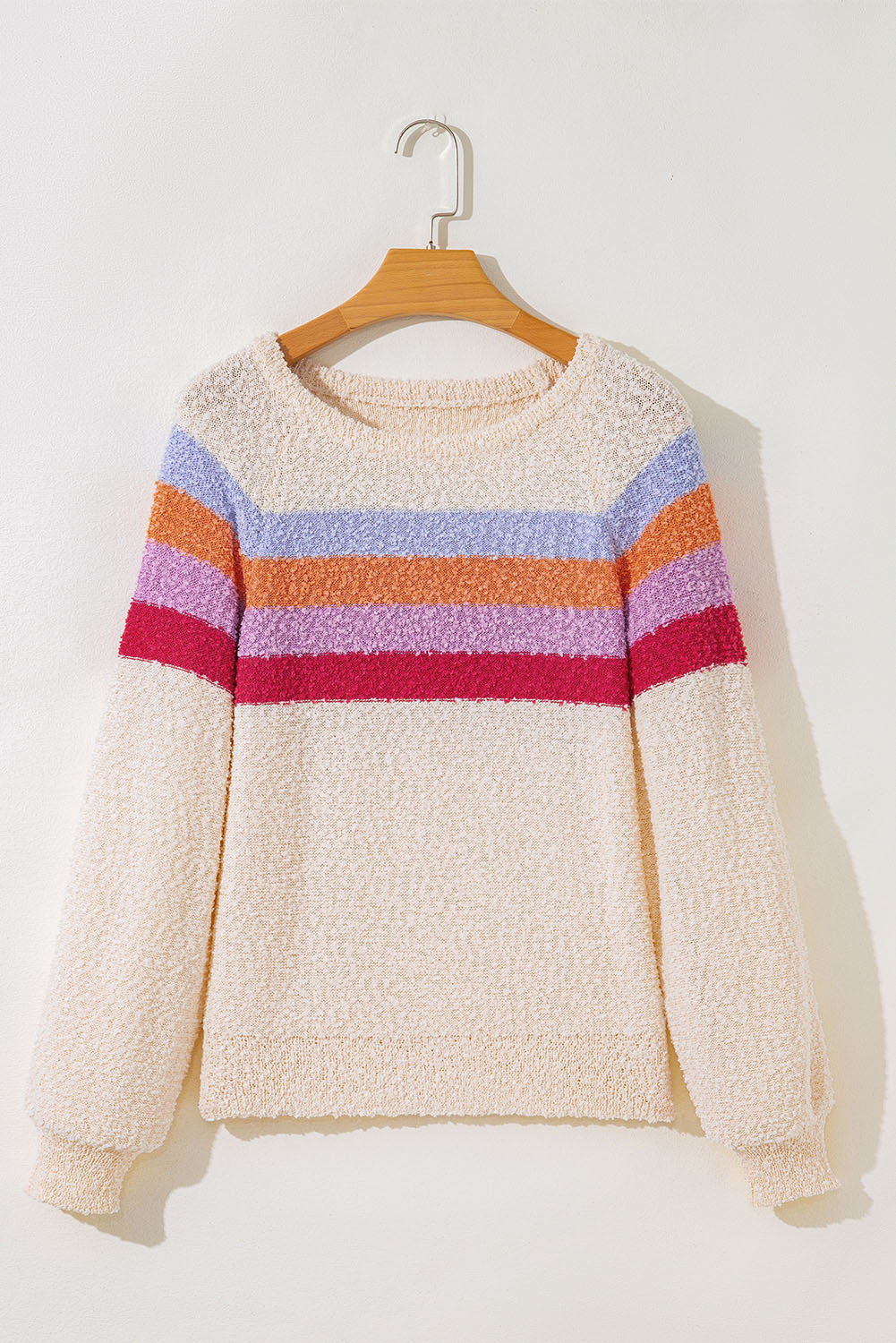 Jet Stream Striped Color Block Loose Sleeve Chic Sweater-Sweaters & Cardigans/Sweaters-[Adult]-[Female]-2022 Online Blue Zone Planet