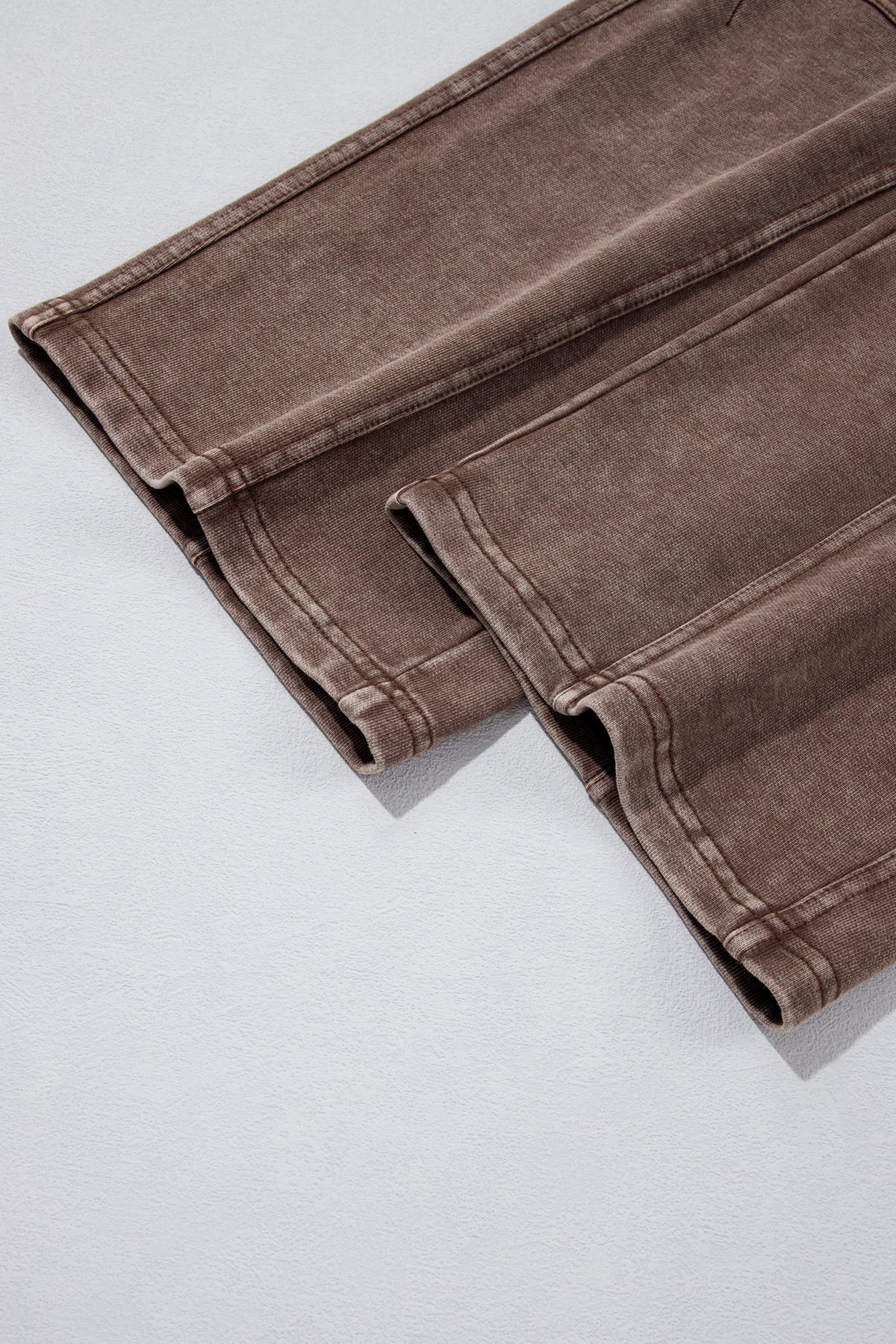 Coffee Mineral Wash Seam Detail Elastic Waist Barrel Pants-Bottoms/Pants & Culotte-[Adult]-[Female]-2022 Online Blue Zone Planet