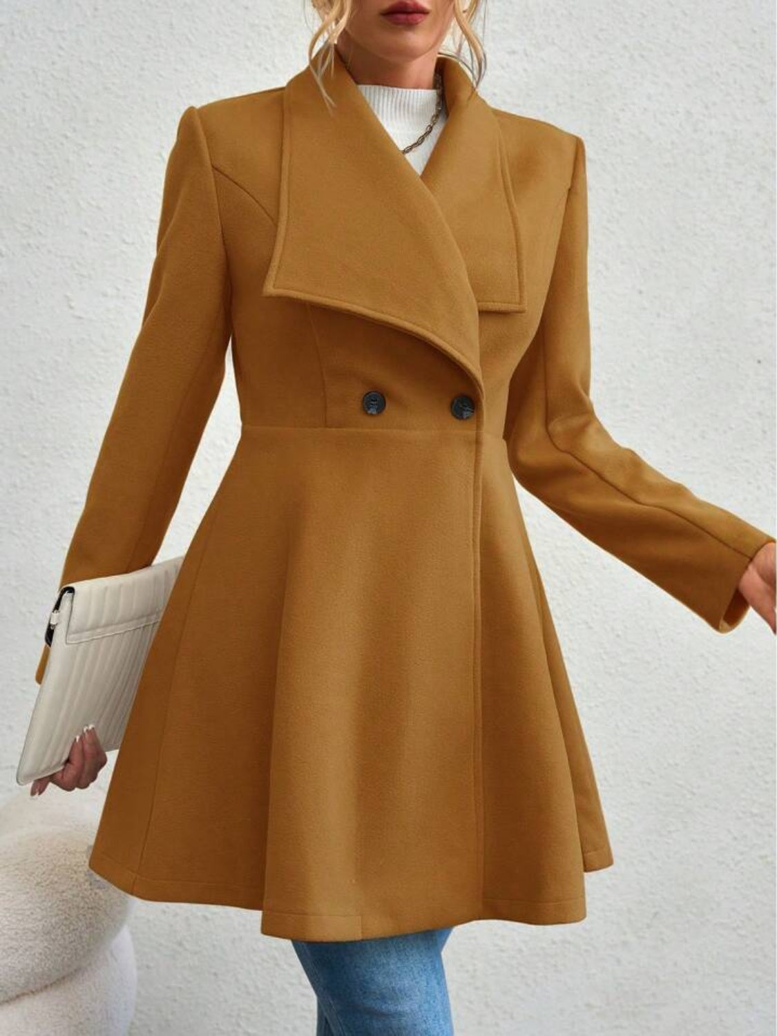 Collared Neck Button Up Long Sleeve Coat-TOPS / DRESSES-[Adult]-[Female]-2022 Online Blue Zone Planet