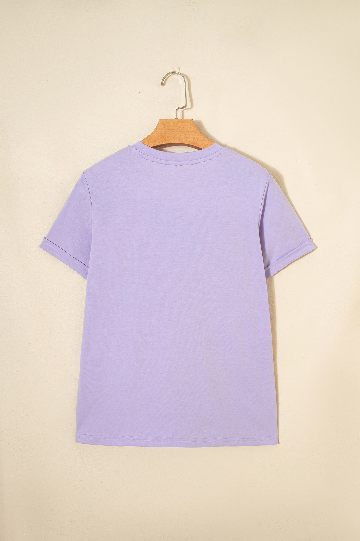 Orchid Petal Casual Plain Crew Neck Tee-Tops/Tops & Tees-[Adult]-[Female]-2022 Online Blue Zone Planet