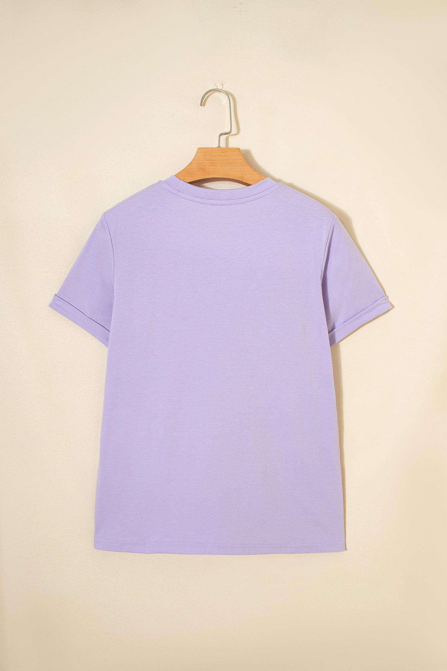 Orchid Petal Casual Plain Crew Neck Tee-Tops/Tops & Tees-[Adult]-[Female]-2022 Online Blue Zone Planet