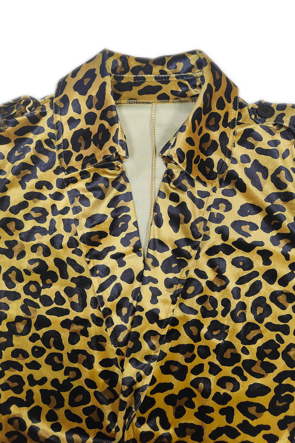 Leopard Collared Neck Long Sleeve Trench Coat-TOPS / DRESSES-[Adult]-[Female]-2022 Online Blue Zone Planet