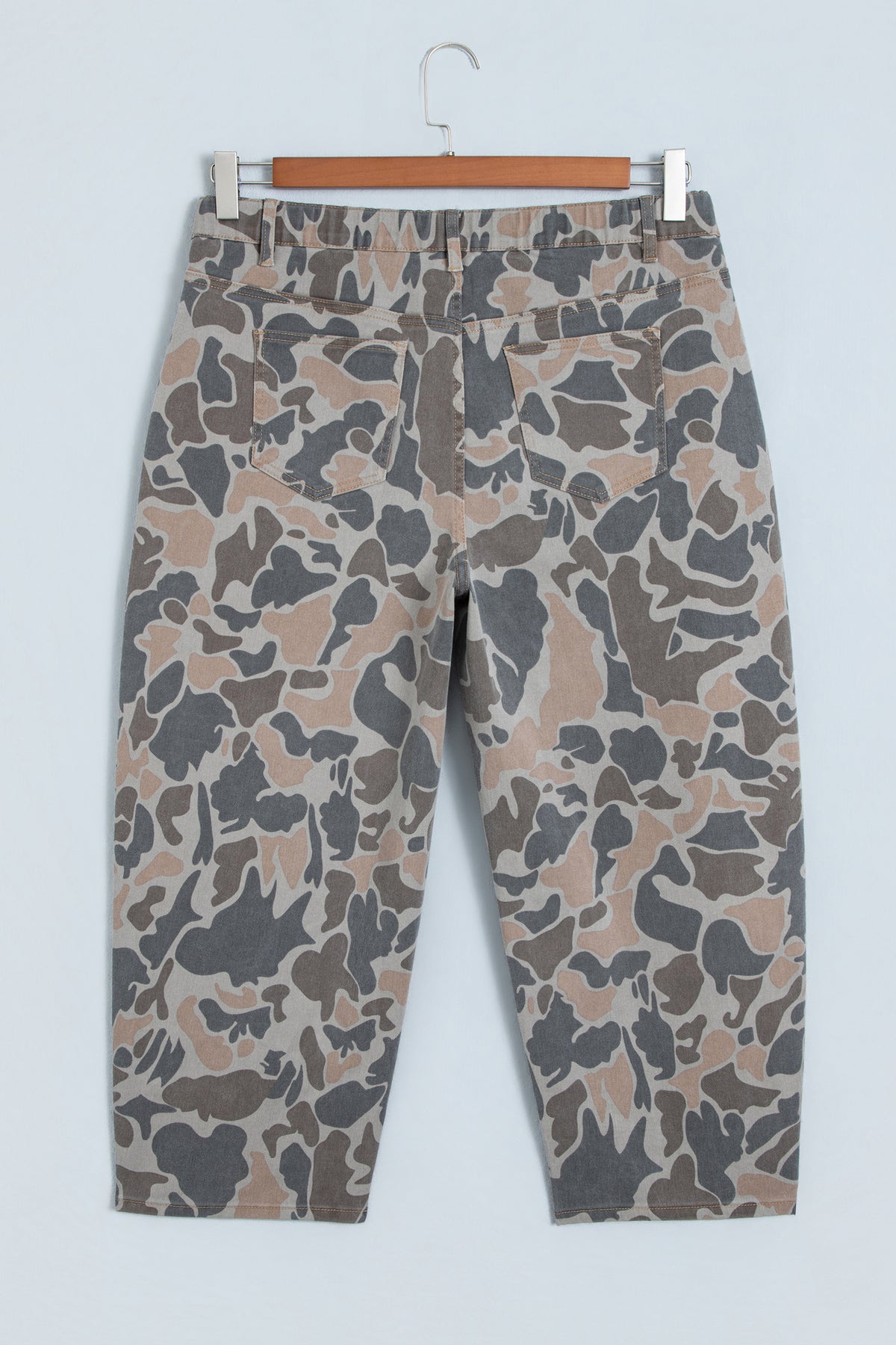 Multicolour Plus Size Camouflage Print High Rise Barrel Jeans-Plus Size/Plus Size Bottoms-[Adult]-[Female]-2022 Online Blue Zone Planet