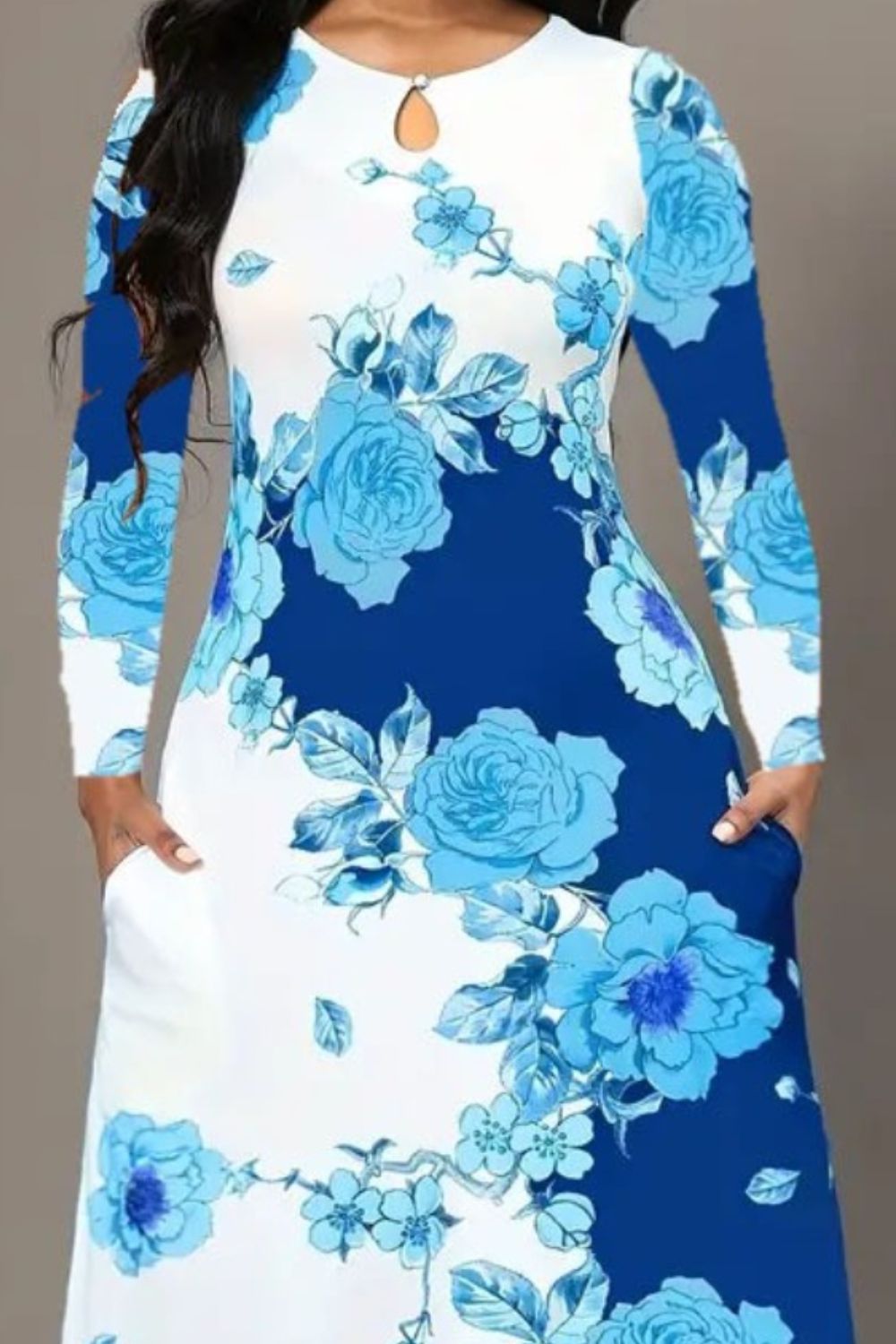 Blue Zone Planet |  Pocketed Printed Long Sleeve Dress BLUE ZONE PLANET