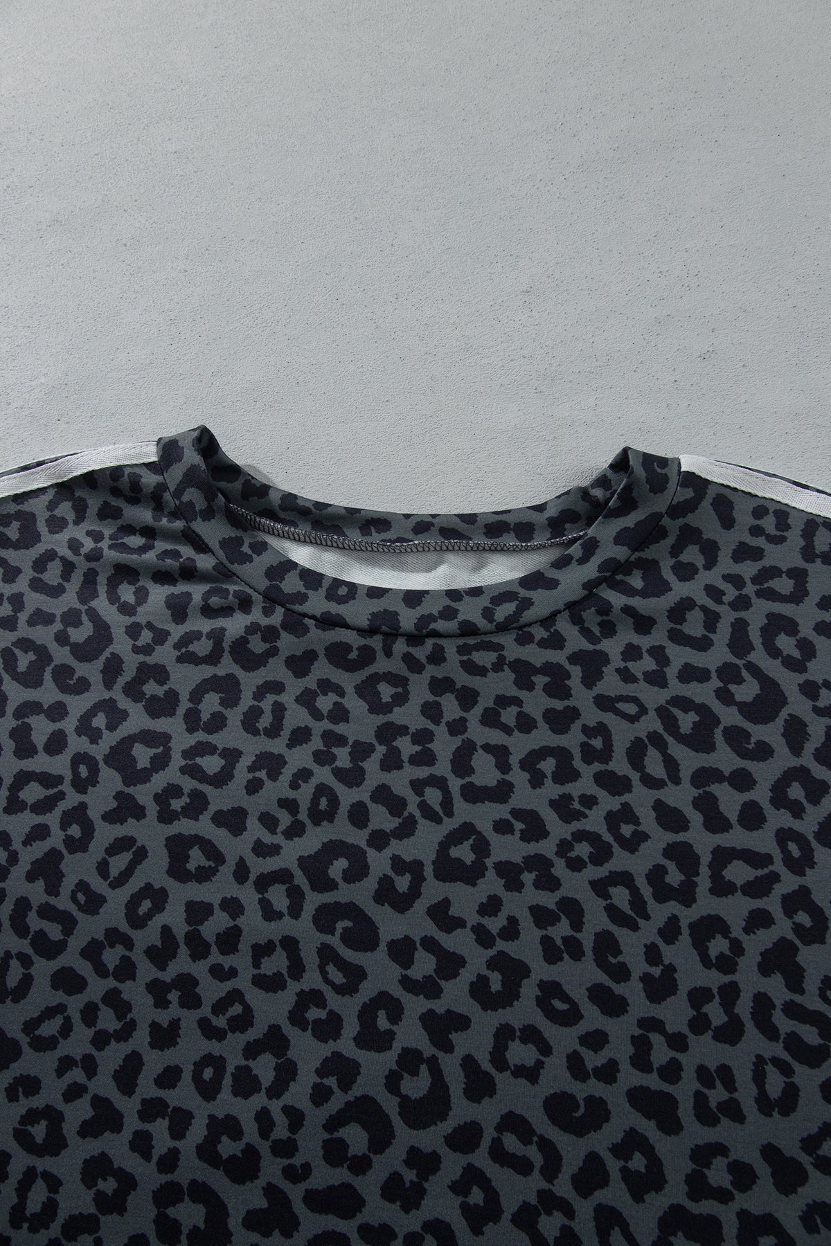 Gray Leopard Print Bracelet Sleeve Top Plus Size Loose Pants Set-Bracelet-[Adult]-[Female]-2022 Online Blue Zone Planet