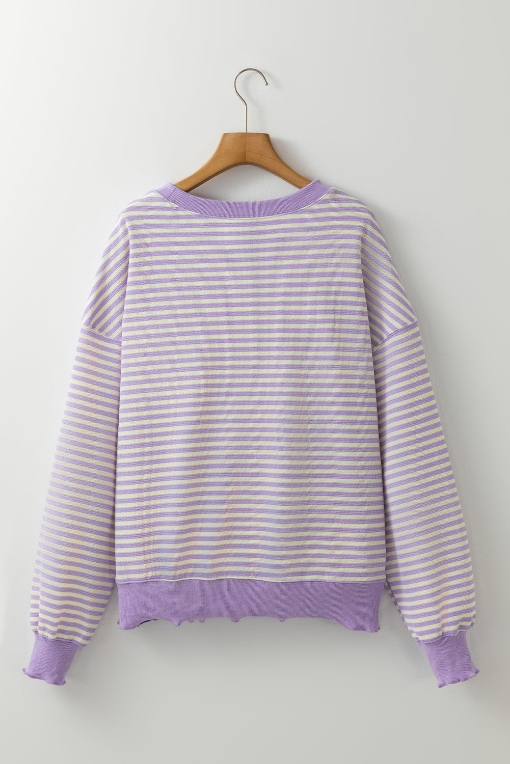 Blue Zone Planet | Green Stripe Drop Shoulder Long Sleeve Top-Long Sleeve Tops-[Adult]-[Female]-2022 Online Blue Zone Planet