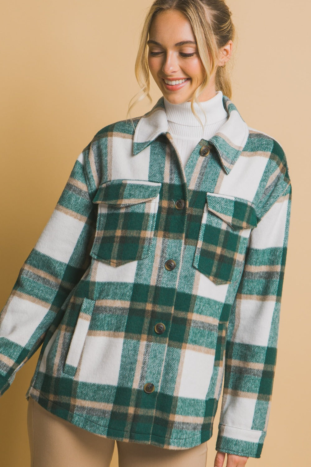 Love Tree Plaid Button Up Shacket-TOPS / DRESSES-[Adult]-[Female]-2022 Online Blue Zone Planet