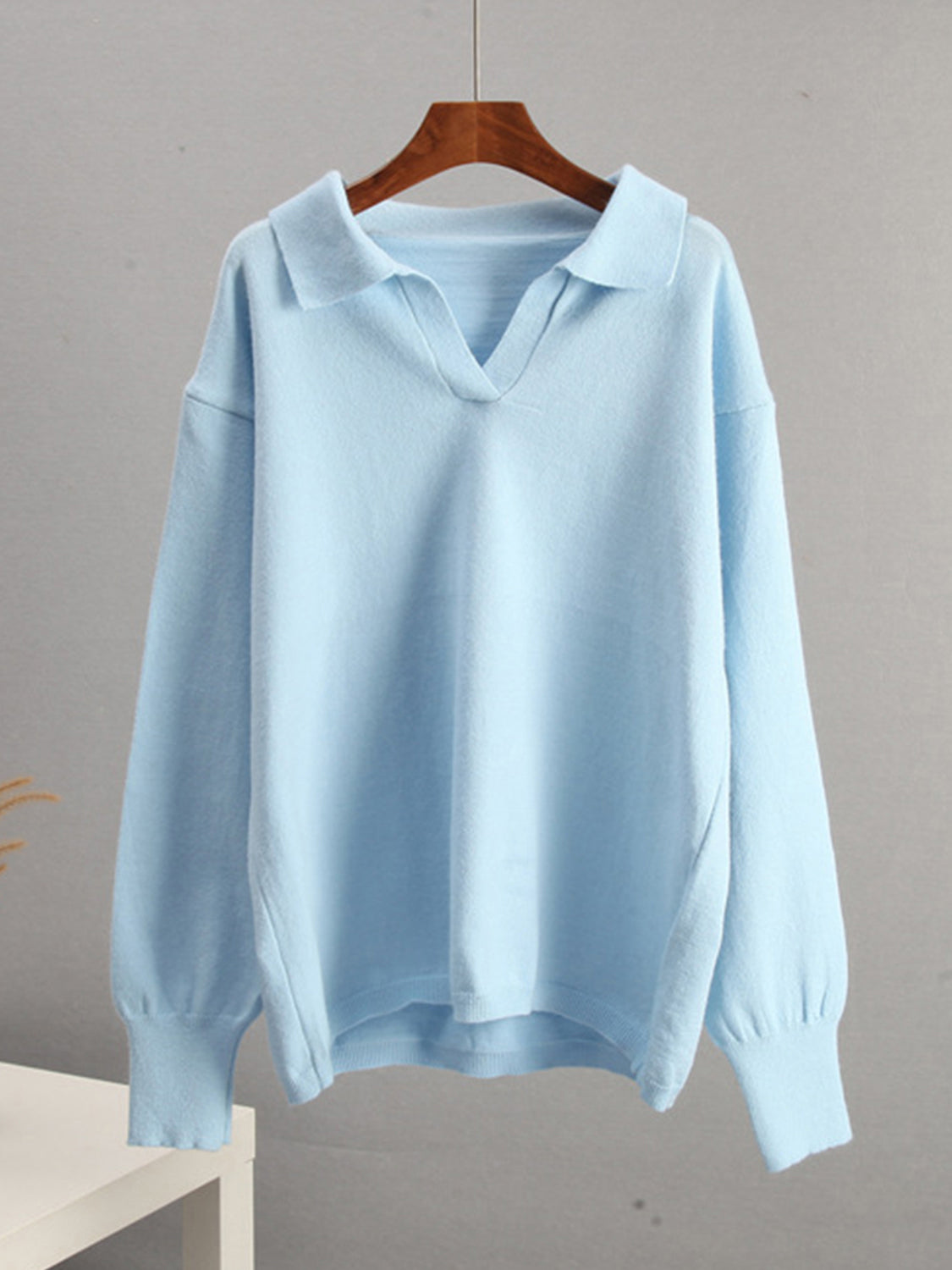 Johnny Collar Long Sleeve Top and Pants Sweater Set-TOPS / DRESSES-[Adult]-[Female]-2022 Online Blue Zone Planet