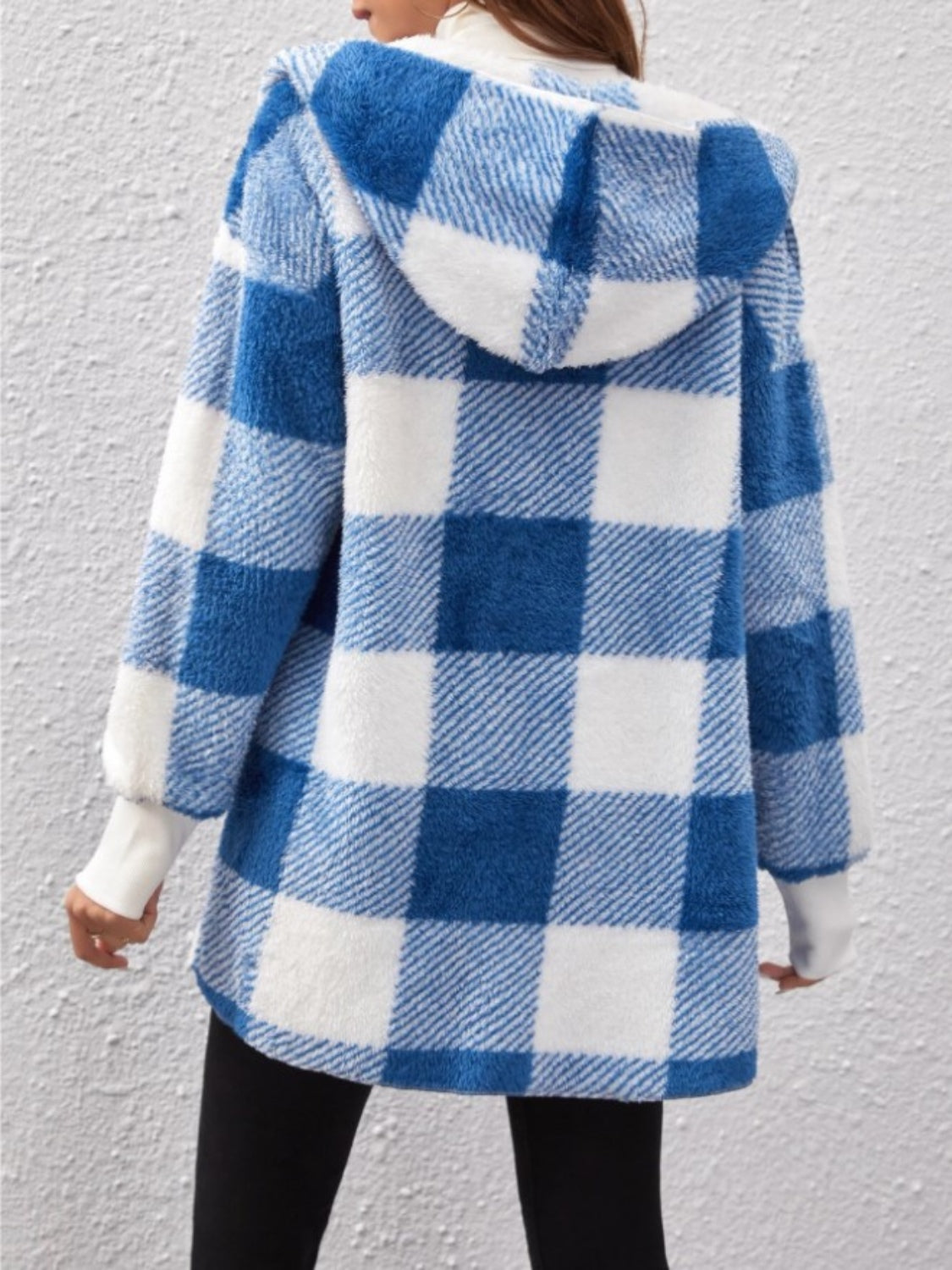 Plaid Long Sleeve Hooded Coat-TOPS / DRESSES-[Adult]-[Female]-2022 Online Blue Zone Planet