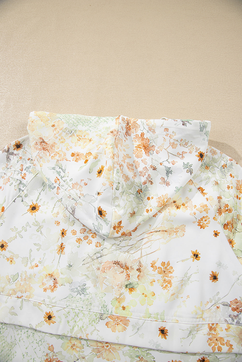 Yellow Floral Print Half Zip Hooded Long Sleeve Top-Tops / Dresses-[Adult]-[Female]-2022 Online Blue Zone Planet