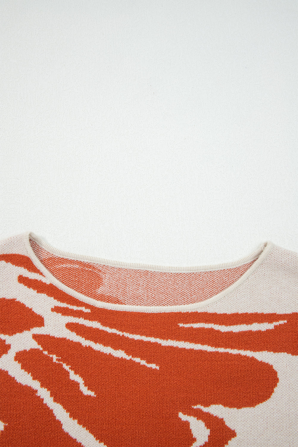 Beige Bold Flower Pattern Wide Sleeve Baggy Sweater-Sweaters & Cardigans/Sweaters-[Adult]-[Female]-2022 Online Blue Zone Planet