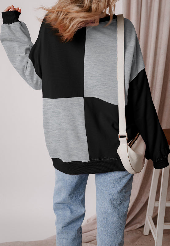 Blue Zone Planet | Color Block Half Button Long Sleeve Sweatshirt-TOPS / DRESSES-[Adult]-[Female]-2022 Online Blue Zone Planet