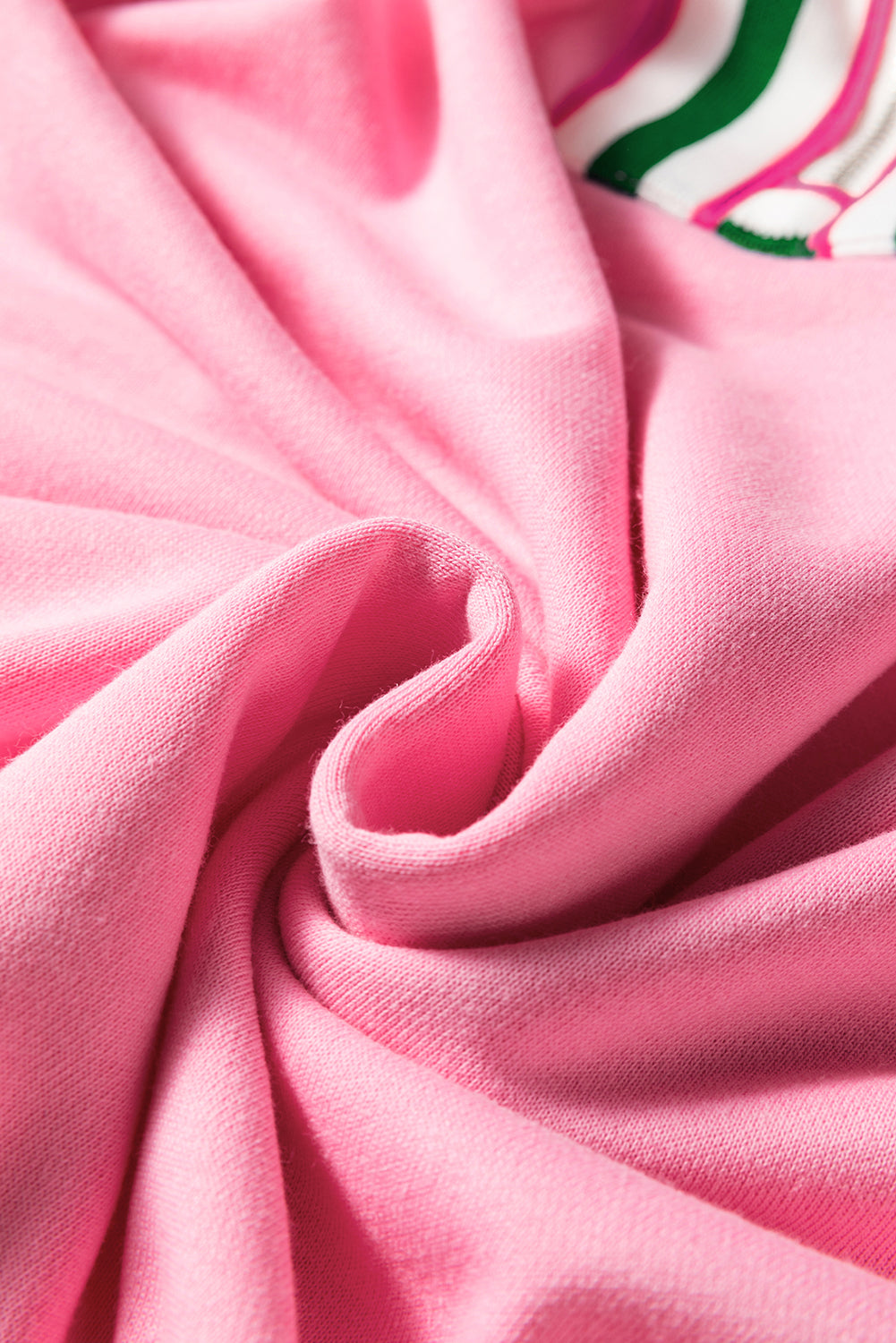 Sachet Pink Contrast Striped Patchwork Zip Collar Pullover Sweatshirt-Tops/Sweatshirts & Hoodies-[Adult]-[Female]-2022 Online Blue Zone Planet