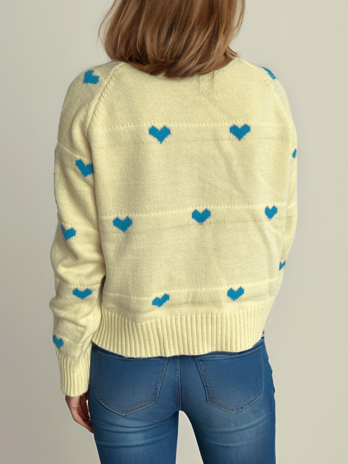 Heart Round Neck Zip Up Cardigan-NEW ARRIVALS-[Adult]-[Female]-2022 Online Blue Zone Planet