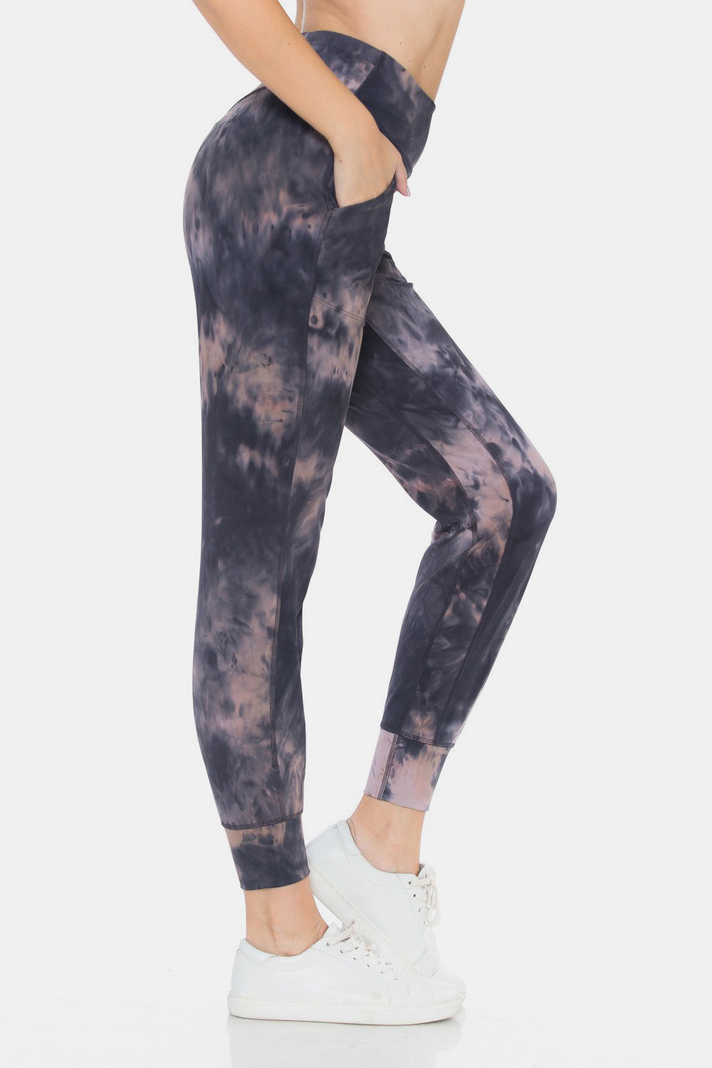 Leggings Depot Tie-Dye High Waist Cropped Leggings-[Adult]-[Female]-2022 Online Blue Zone Planet