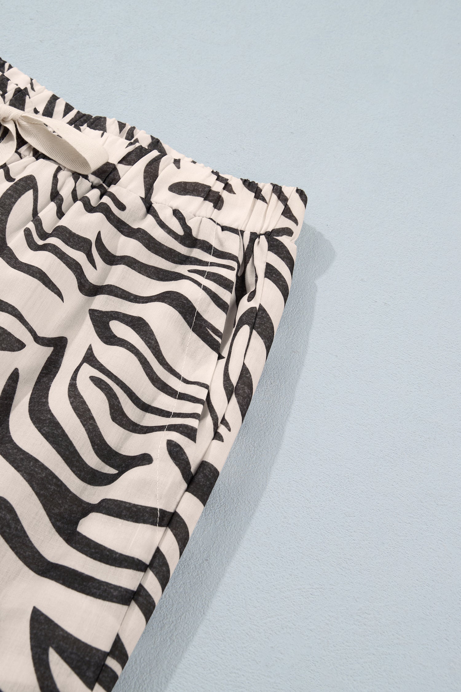 Multicolour Western Print Zebra Pattern Elastic Waist Pocket Full-Length Pants-Bottoms/Pants & Culotte-[Adult]-[Female]-2022 Online Blue Zone Planet