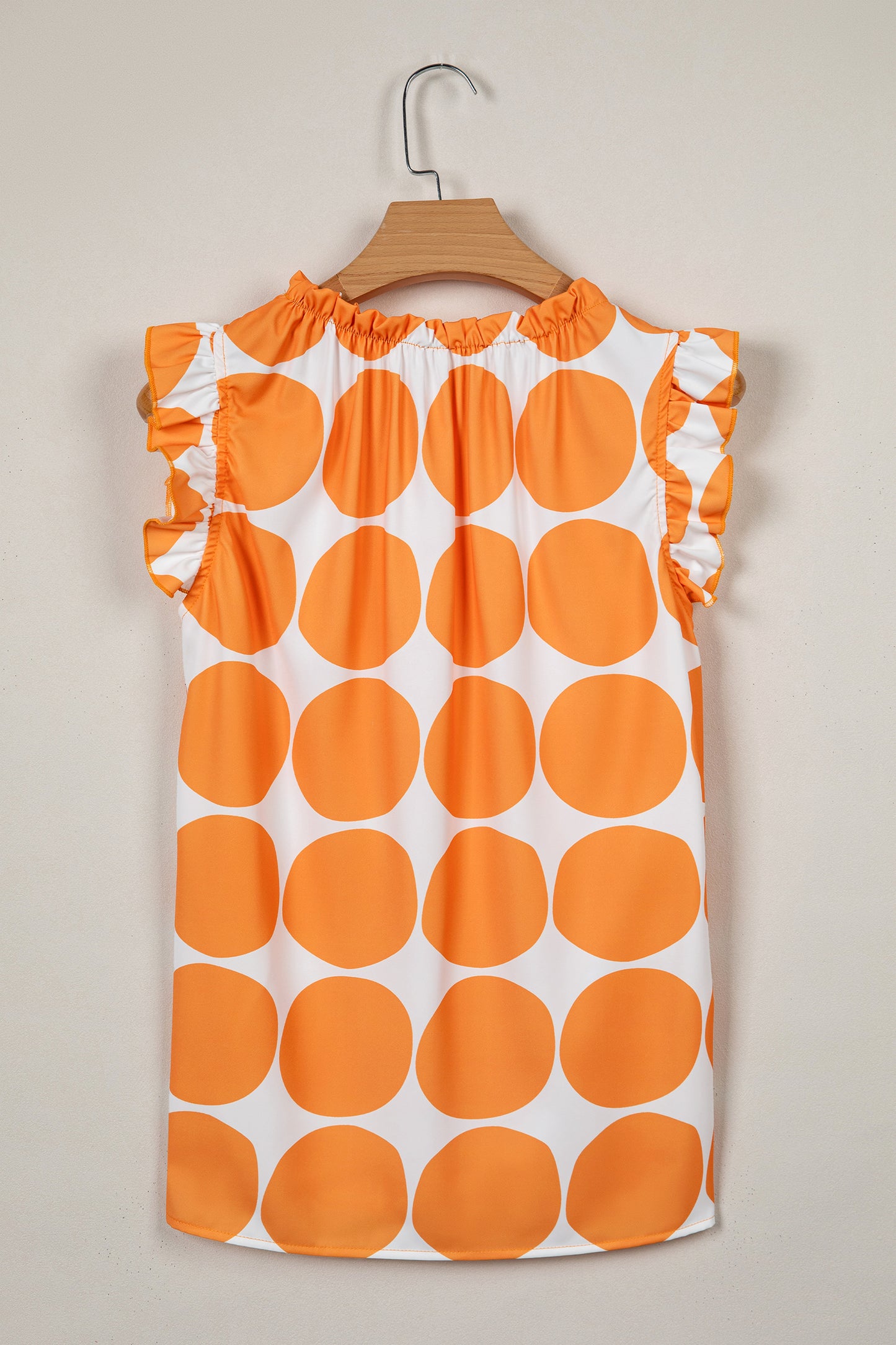Blue Polka Dot Print Frilled Round Neck Shift Tank Top-Tops/Tank Tops-[Adult]-[Female]-2022 Online Blue Zone Planet