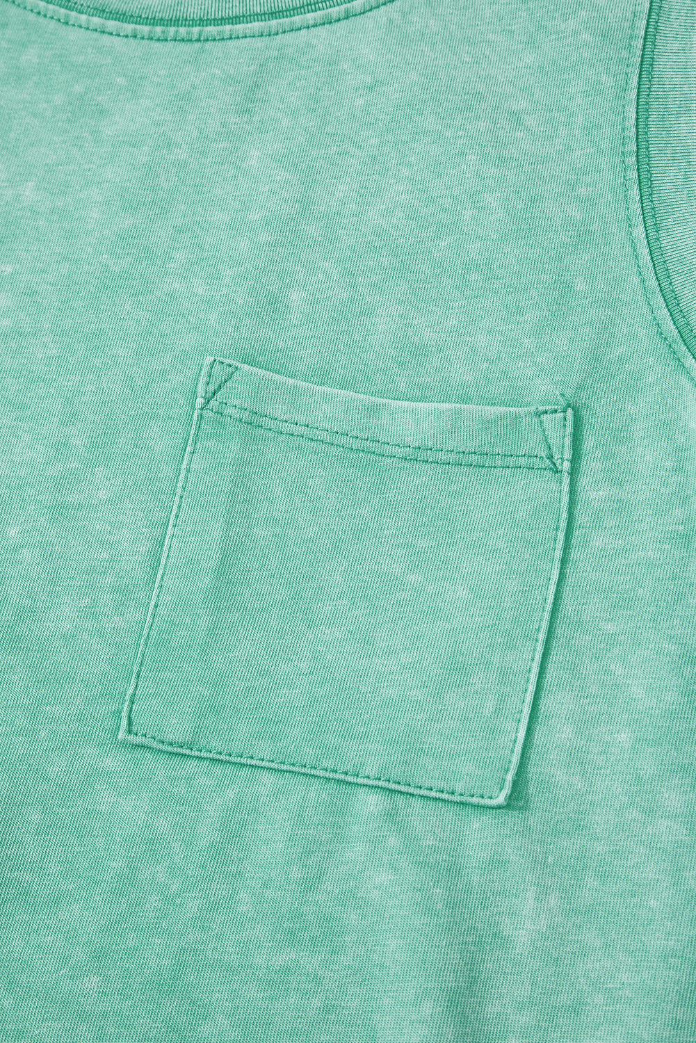 Sea Green Mineral Wash Patched Chest Pocket Casual Tank Top-Tops/Tank Tops-[Adult]-[Female]-2022 Online Blue Zone Planet