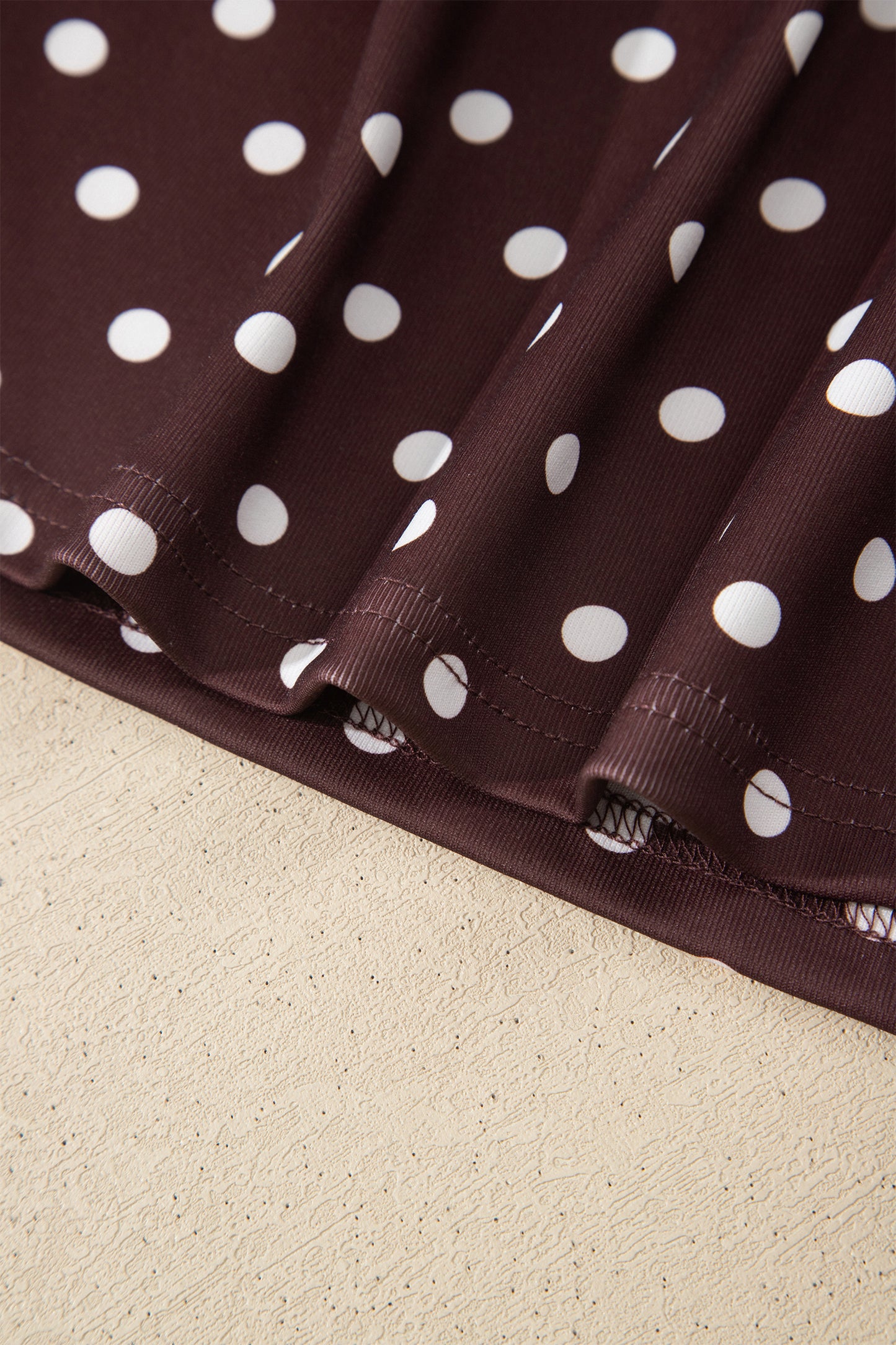 Brown Polka Dot Halter Tank Drawstring Elastic Waist Short Set-Two Piece Sets/Short Sets-[Adult]-[Female]-2022 Online Blue Zone Planet
