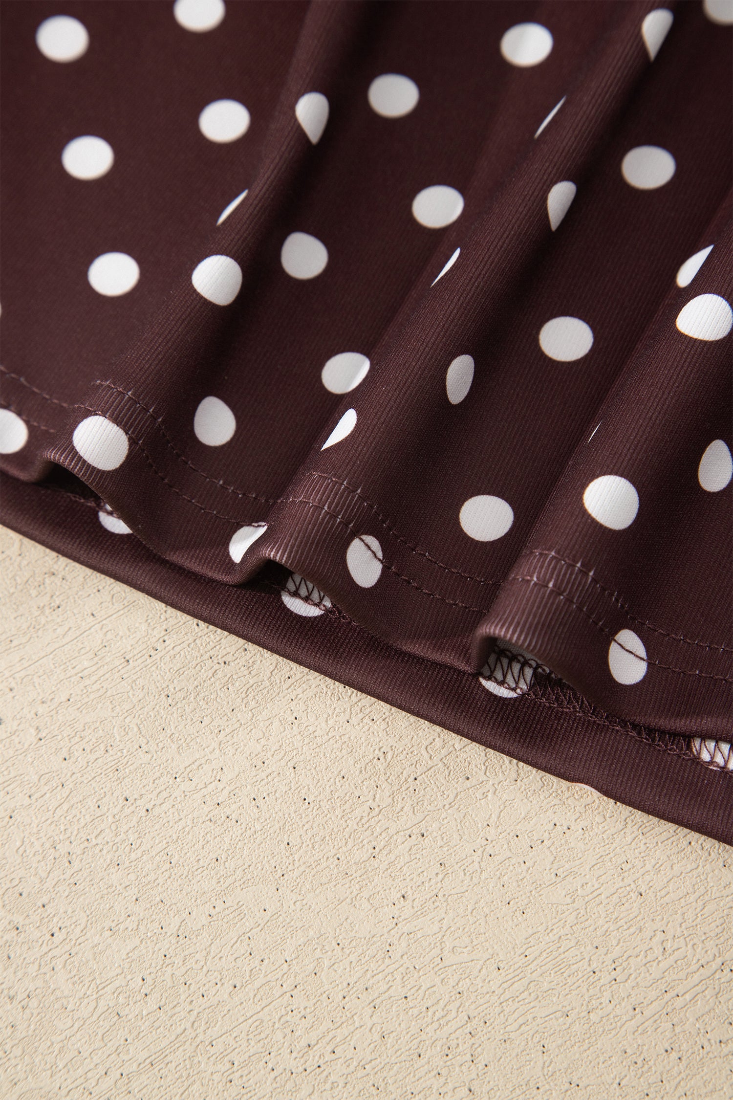 Brown Polka Dot Halter Tank Drawstring Elastic Waist Short Set-Two Piece Sets/Short Sets-[Adult]-[Female]-2022 Online Blue Zone Planet