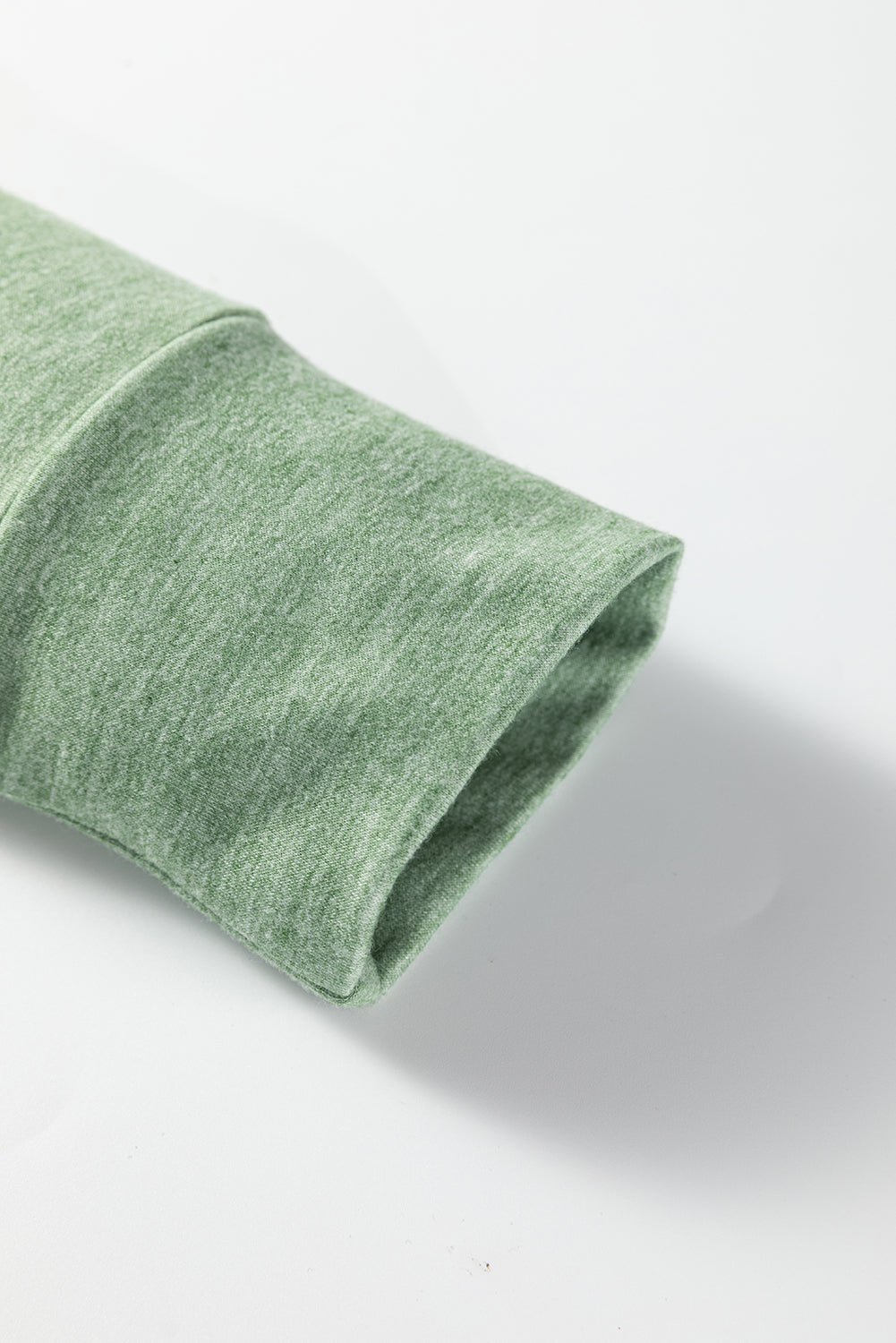 Smoke Green Notched Neck Terry Raw Hem Long Sleeve Top-Tops/Long Sleeve Tops-[Adult]-[Female]-2022 Online Blue Zone Planet