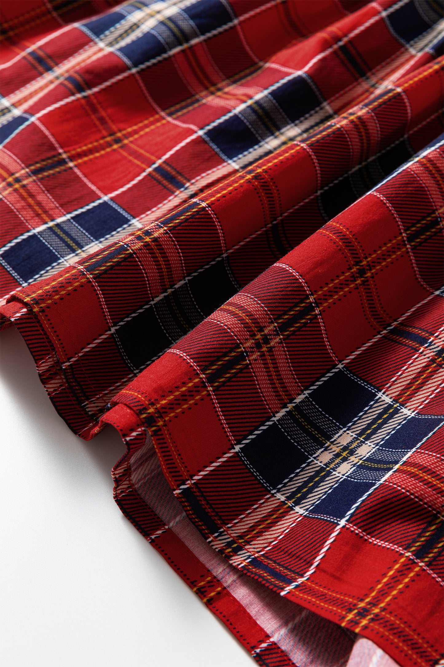 Red Plaid Print Frilly Collar Long Sleeve Shift Mini Dress-TOPS / DRESSES-[Adult]-[Female]-2022 Online Blue Zone Planet