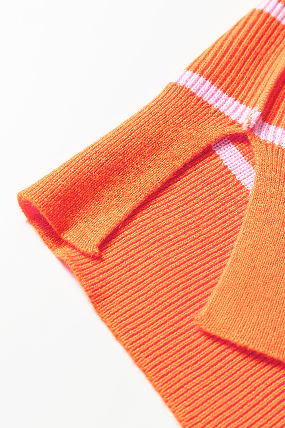 Orange Stripe Ribbed High Neck Drop Shoulder Boxy Fit Sweater-TOPS / DRESSES-[Adult]-[Female]-2022 Online Blue Zone Planet