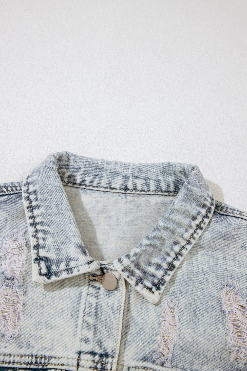 Beau Blue Light Wash Buttoned Chest Pocket Puff Sleeve Denim Jacket-Outerwear/Denim jackets-[Adult]-[Female]-2022 Online Blue Zone Planet