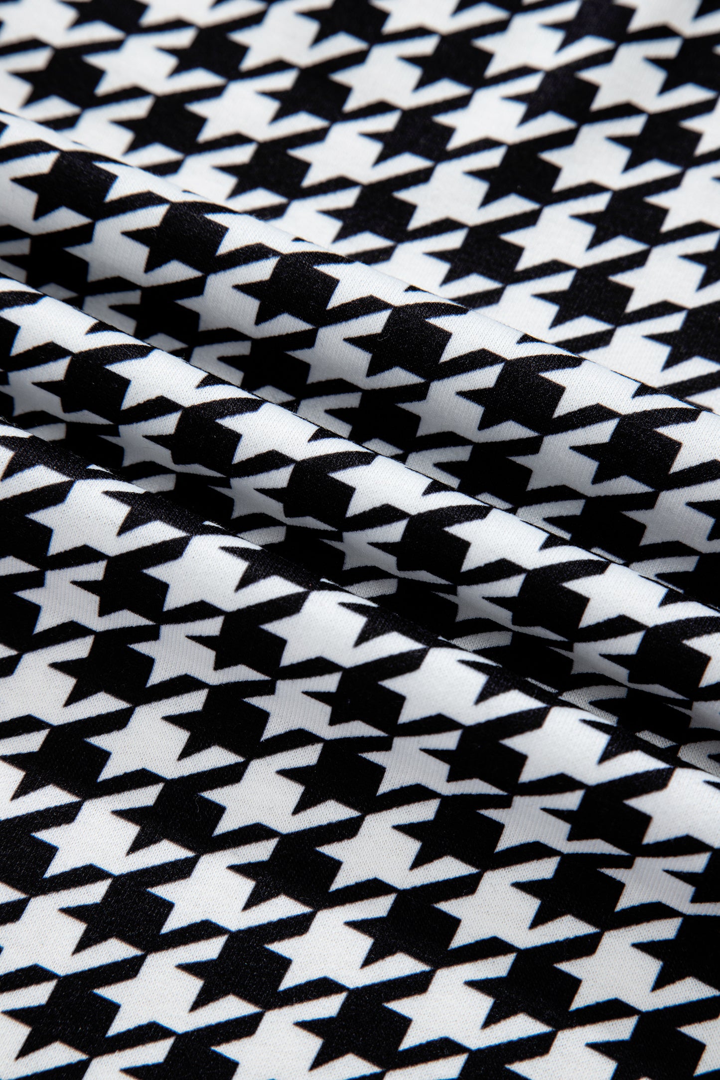 Black Houndstooth Print Open Front Long Dolman Kimonos-Outerwear/Kimonos-[Adult]-[Female]-2022 Online Blue Zone Planet