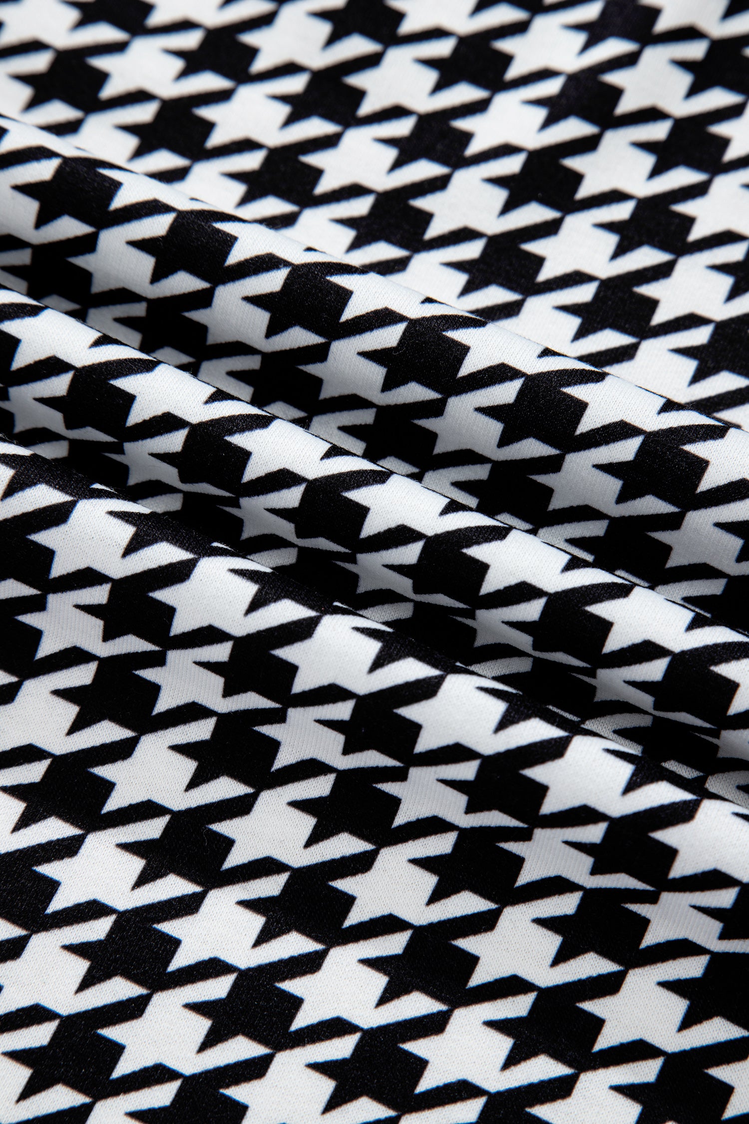 Black Houndstooth Print Open Front Long Dolman Kimonos-Outerwear/Kimonos-[Adult]-[Female]-2022 Online Blue Zone Planet