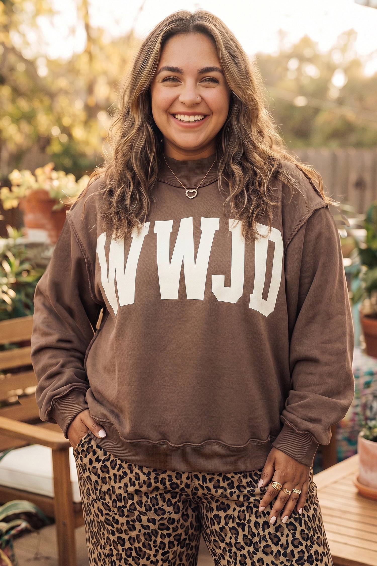Coffee Letter Print Oversized Loose Fit Long Sleeve Plus Size Sweatshirt-Plus Size/Plus Size Sweatshirts & Hoodies-[Adult]-[Female]-2022 Online Blue Zone Planet