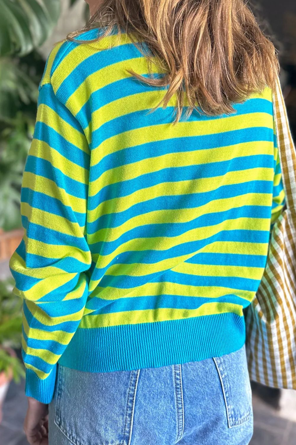 Striped Round Neck Long Sleeve Sweater-TOPS / DRESSES-[Adult]-[Female]-2022 Online Blue Zone Planet