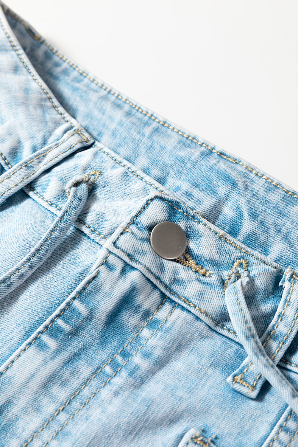 Myosotis Exposed Stitch Detail Drawstring Barrel Jeans-Bottoms/Jeans-[Adult]-[Female]-2022 Online Blue Zone Planet